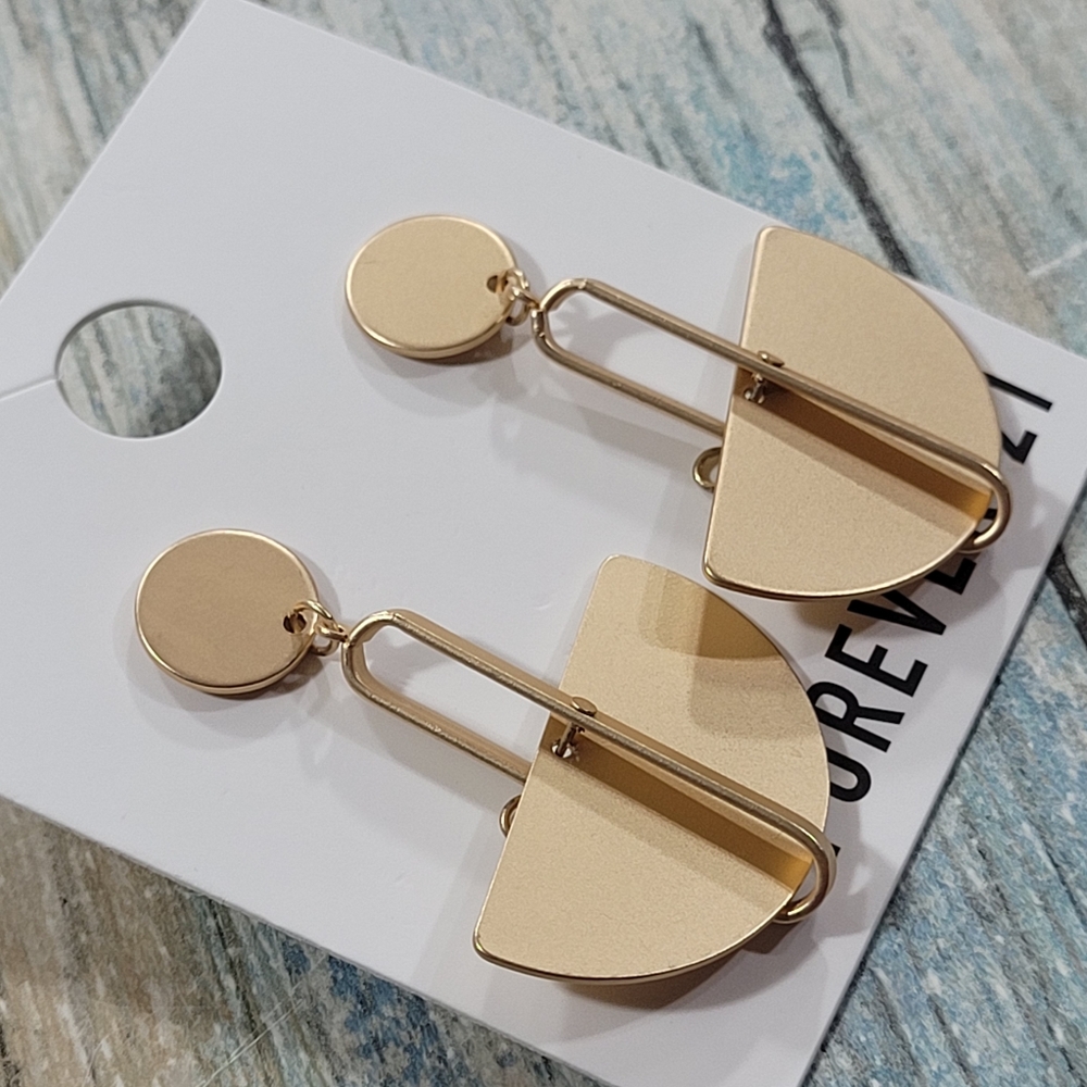 Forever 21 Gold Geometric Drop Earrings - Picture 5 of 5